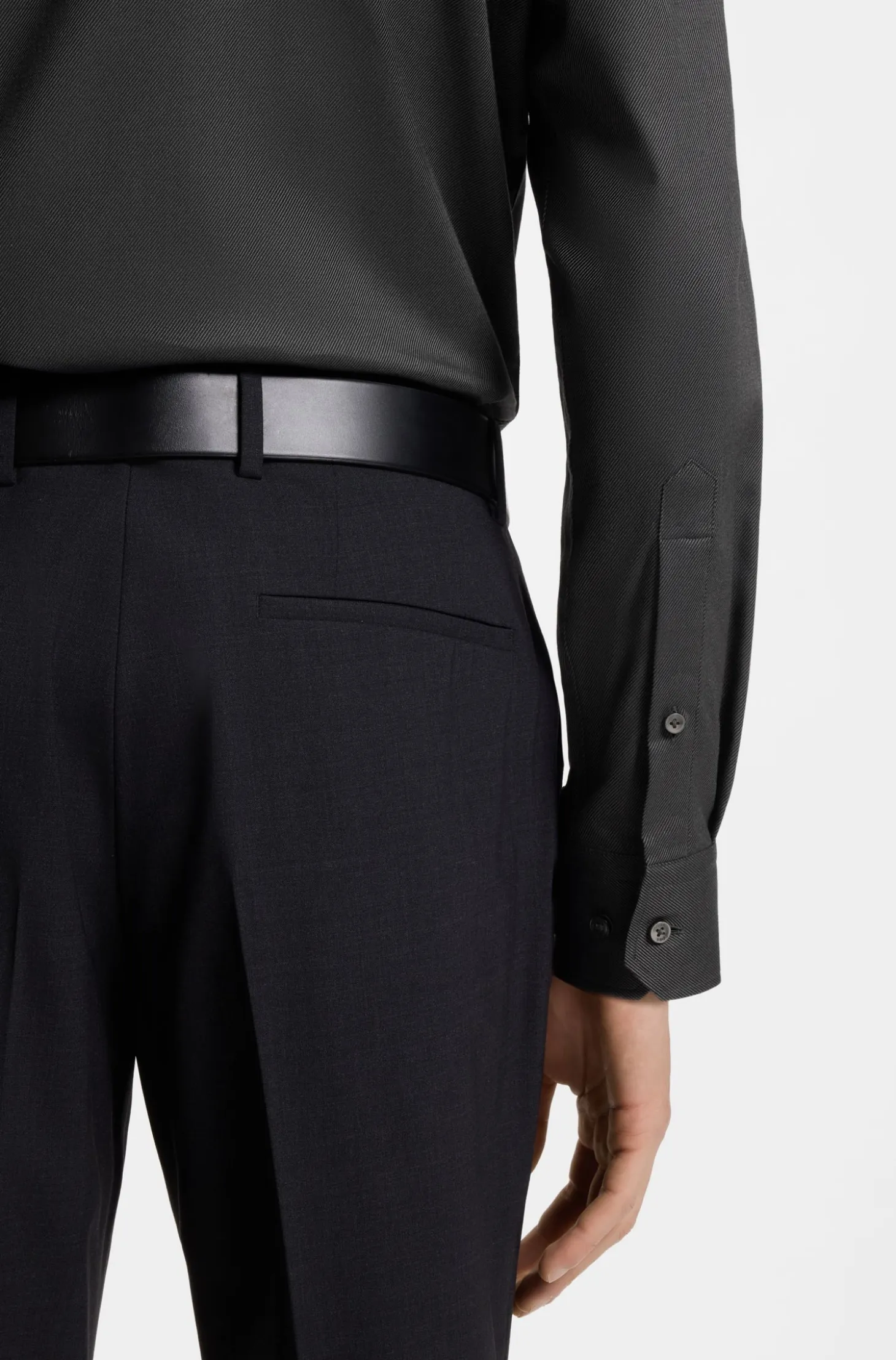 Regular-fit shirt in easy-iron stretch-cotton twill