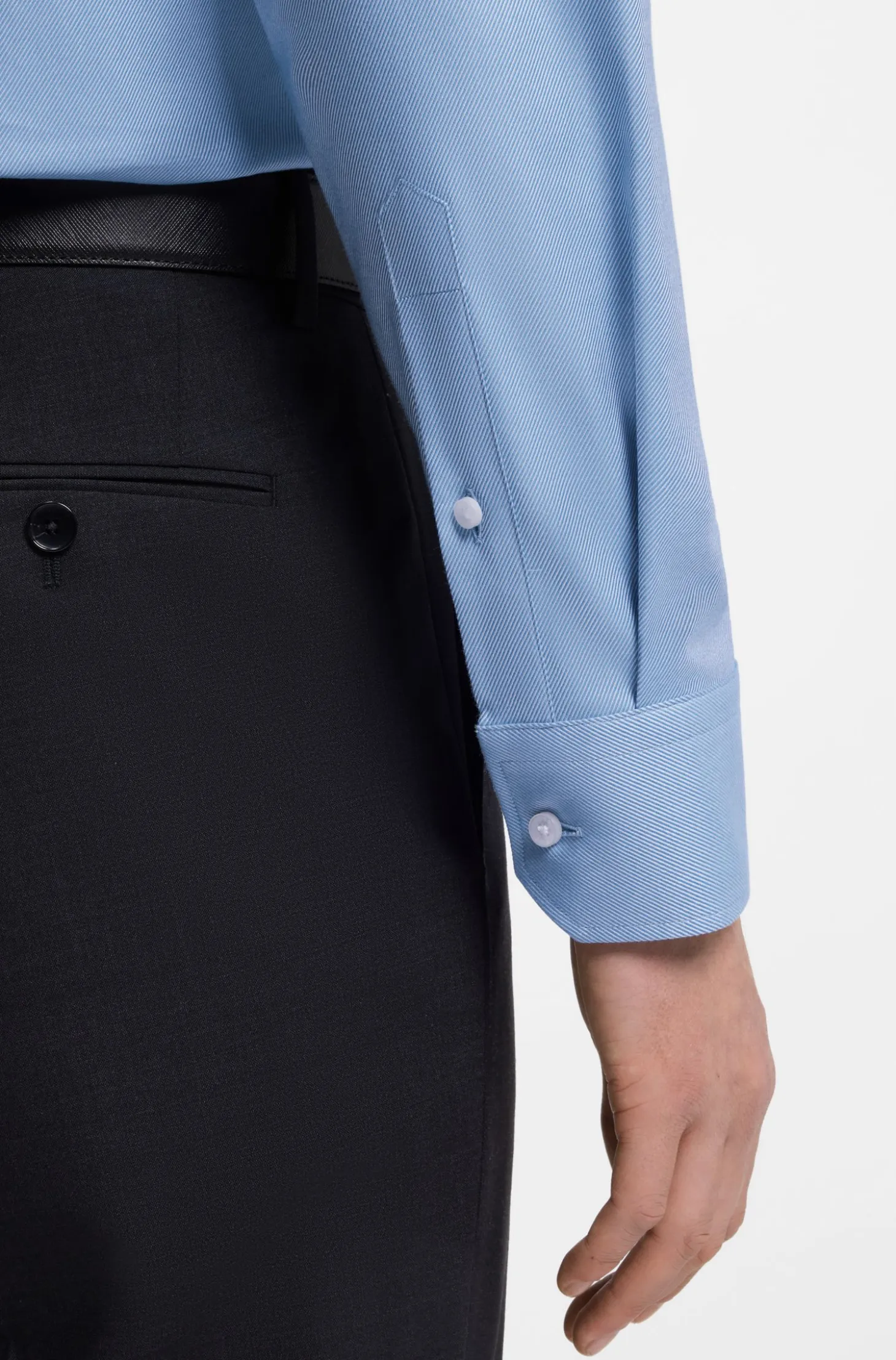 Regular-fit shirt in easy-iron stretch-cotton twill