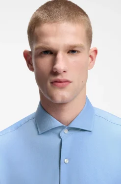 Regular-fit shirt in easy-iron stretch-cotton twill