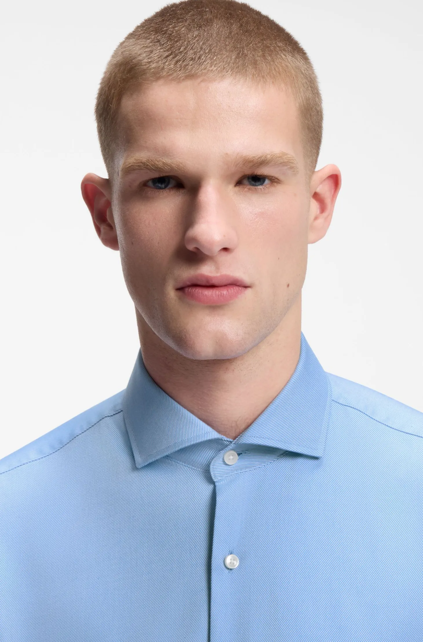 Regular-fit shirt in easy-iron stretch-cotton twill