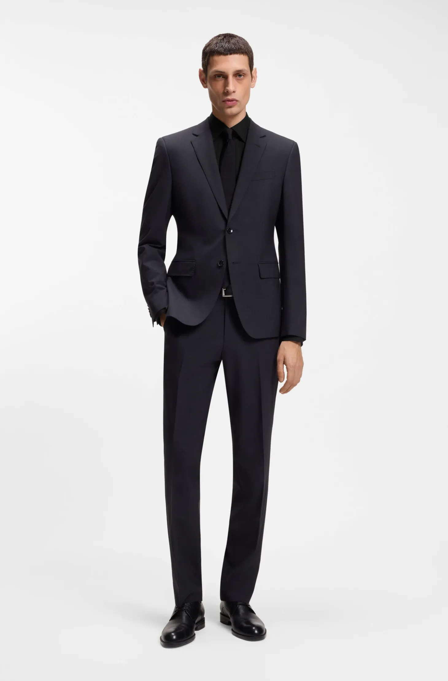 Regular-fit shirt in easy-iron stretch-cotton poplin