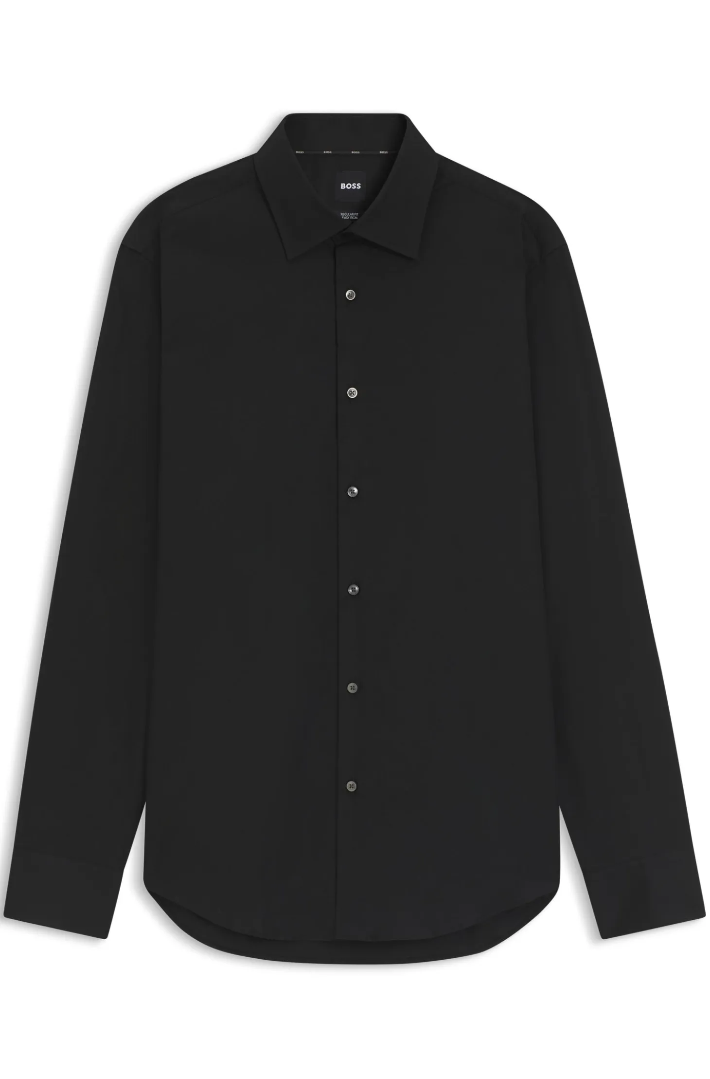 Regular-fit shirt in easy-iron stretch-cotton poplin