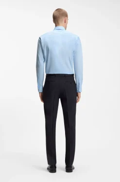 Regular-fit shirt in easy-iron stretch-cotton poplin