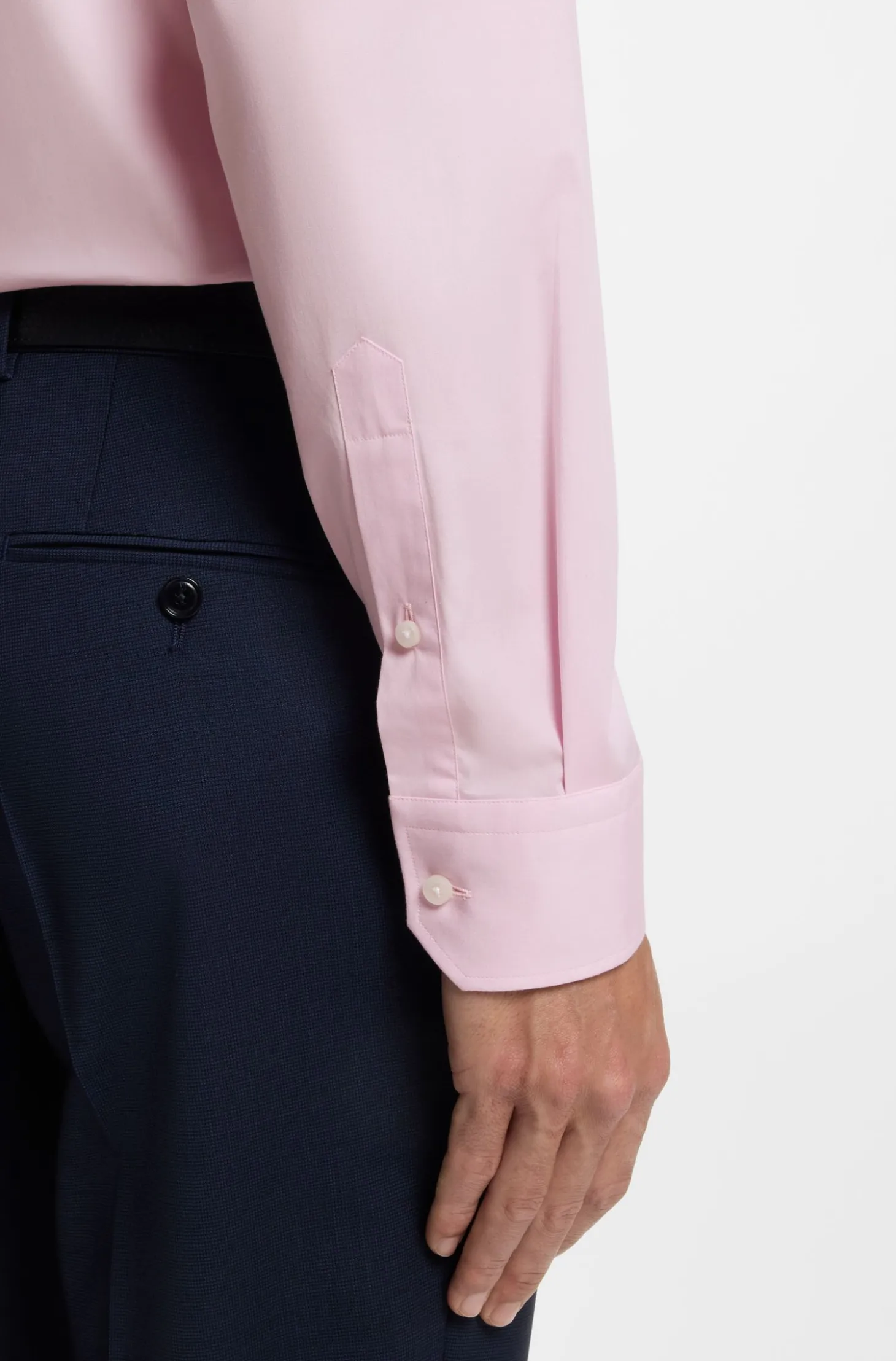 Regular-fit shirt in easy-iron stretch-cotton poplin