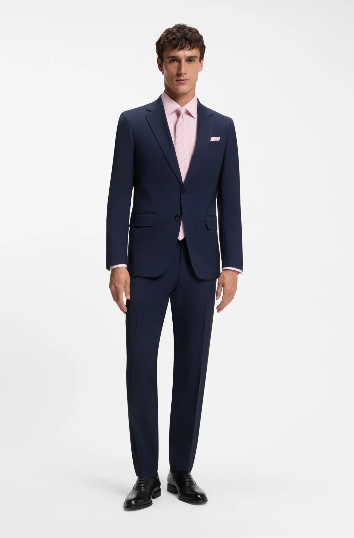 Regular-fit shirt in easy-iron stretch-cotton poplin