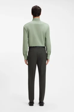 Regular-fit shirt in easy-iron stretch-cotton poplin