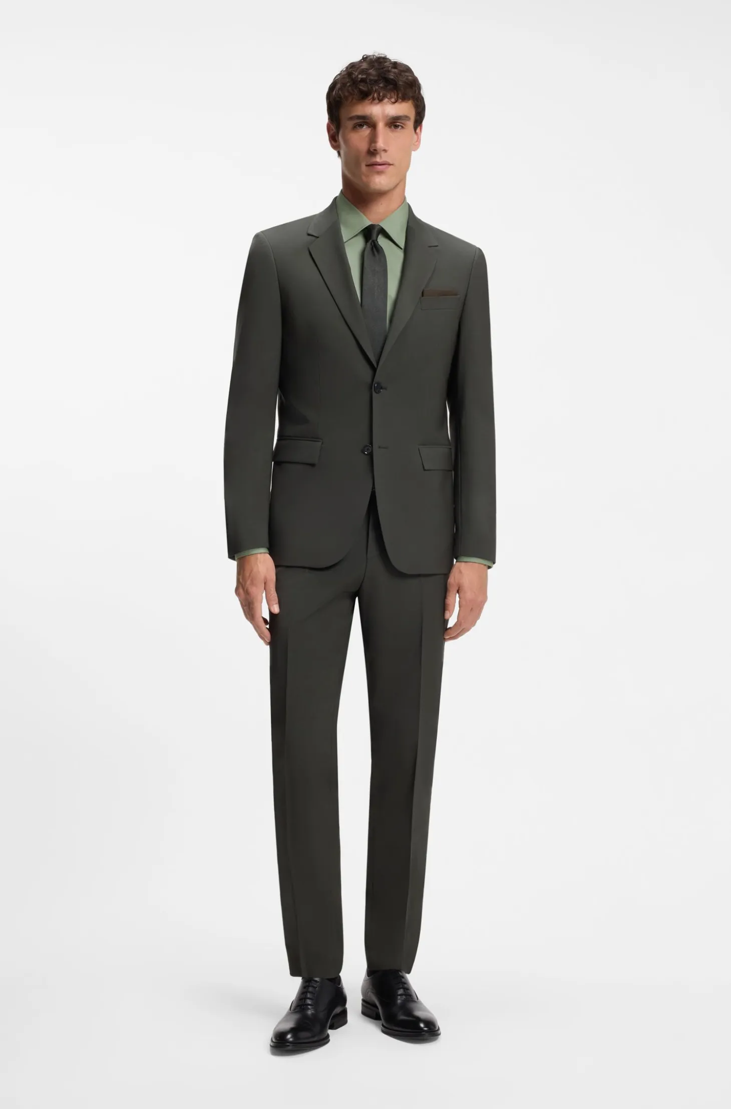 Regular-fit shirt in easy-iron stretch-cotton poplin