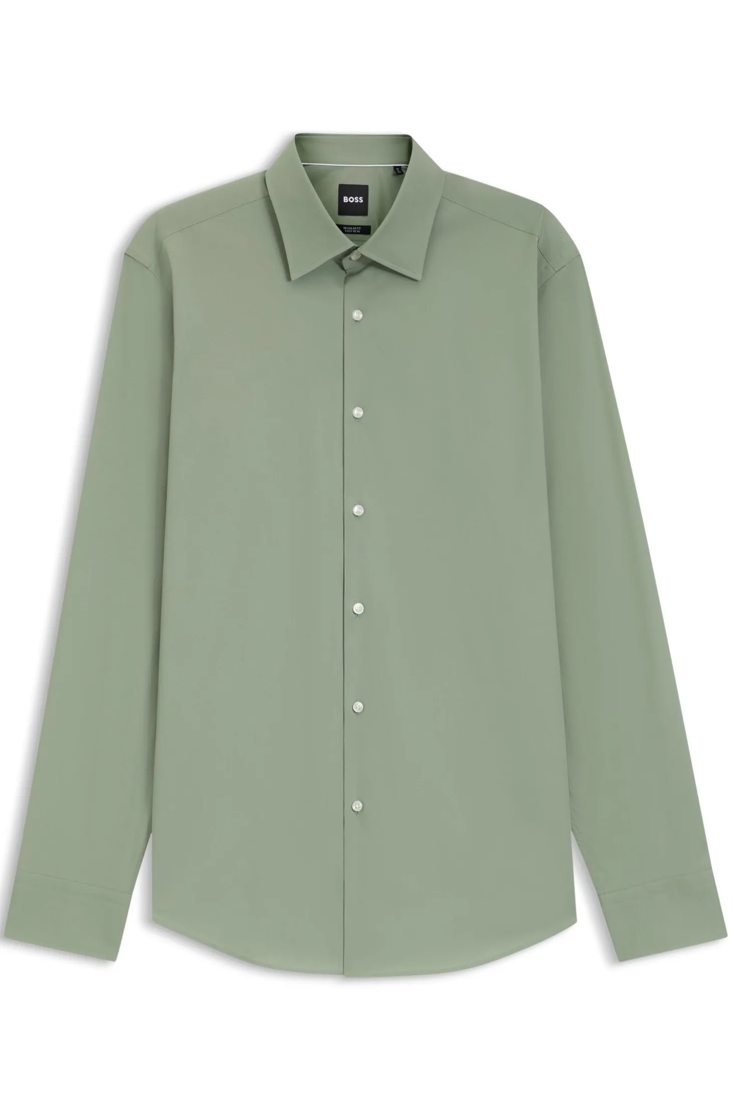 Regular-fit shirt in easy-iron stretch-cotton poplin