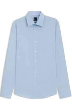 Regular-fit shirt in easy-iron stretch cotton
