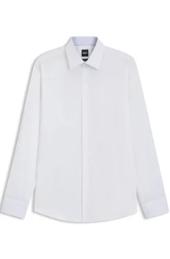 Regular-fit shirt in easy-iron stretch cotton