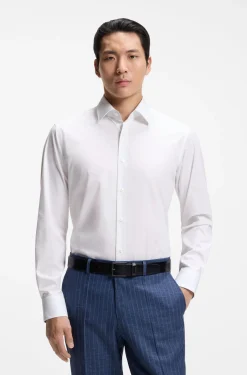 Regular-fit shirt in easy-iron stretch cotton