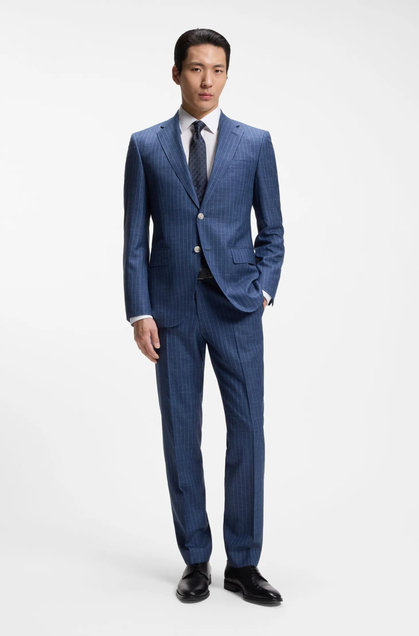 Regular-fit shirt in easy-iron stretch cotton