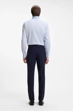 Regular-fit shirt in easy-iron stretch-cotton dobby