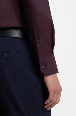 Regular-fit shirt in easy-iron stretch-cotton dobby