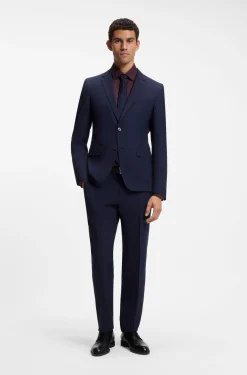Regular-fit shirt in easy-iron stretch-cotton dobby