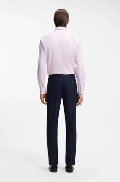 Regular-fit shirt in easy-iron stretch-cotton dobby