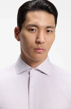 Regular-fit shirt in fine-striped Italian-made cotton