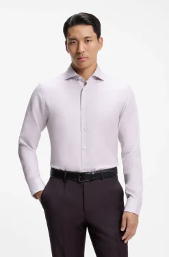 Regular-fit shirt in fine-striped Italian-made cotton