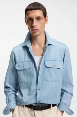 Regular-fit shirt in indigo denim