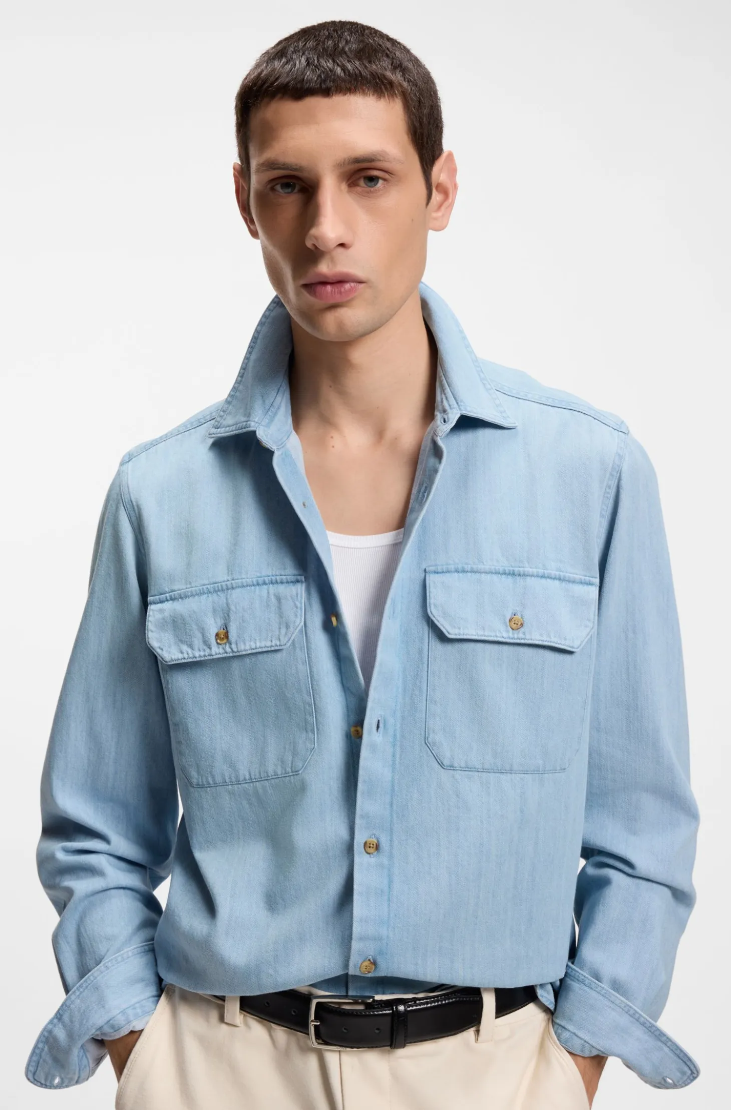 Regular-fit shirt in indigo denim