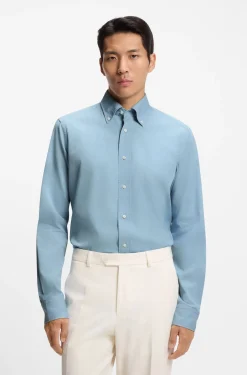 Regular-fit shirt in Italian-made denim