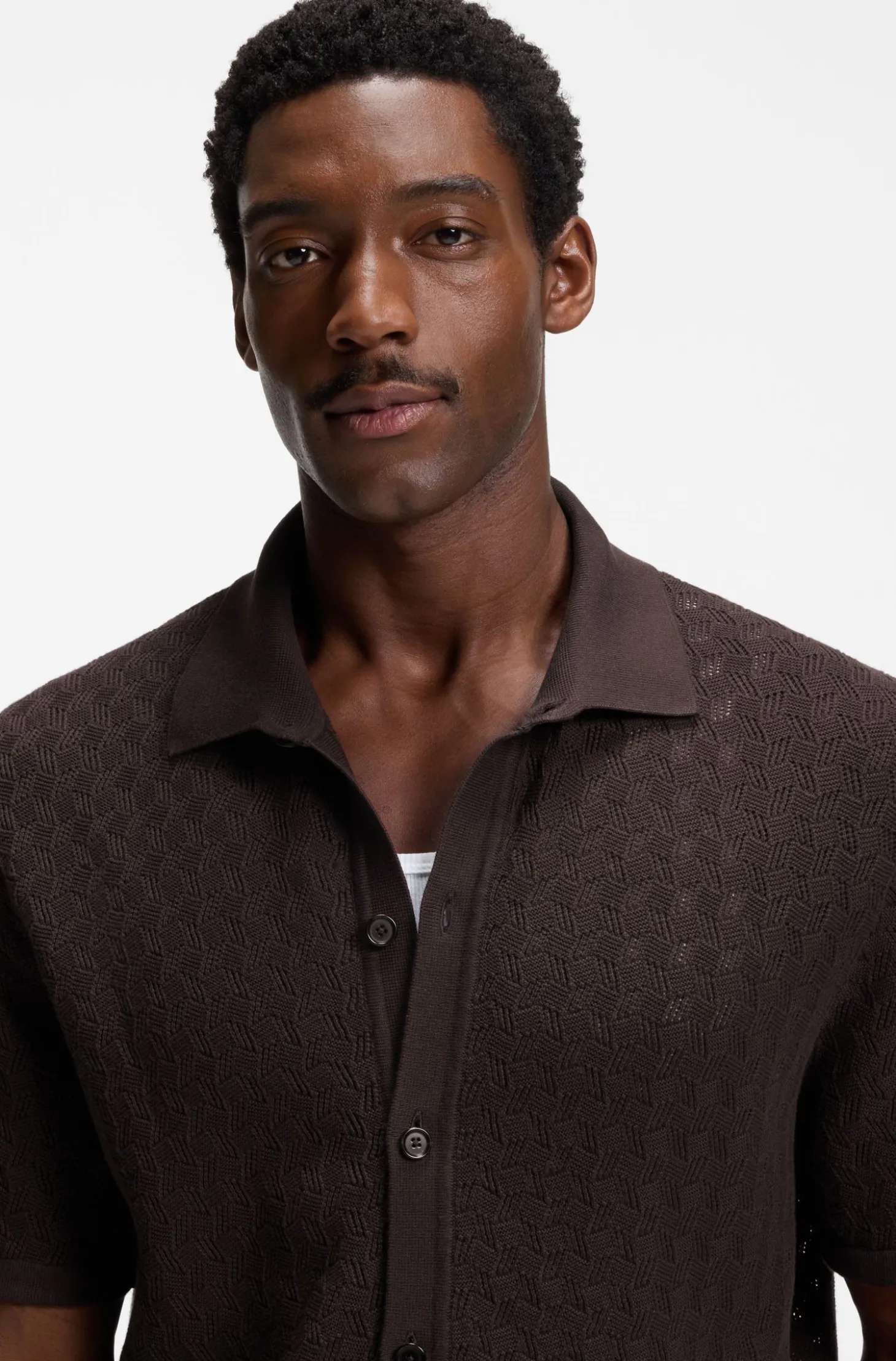 Regular-fit shirt in knitted cotton