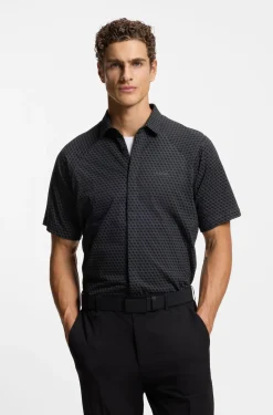 Regular-fit shirt in knitted cotton piqué