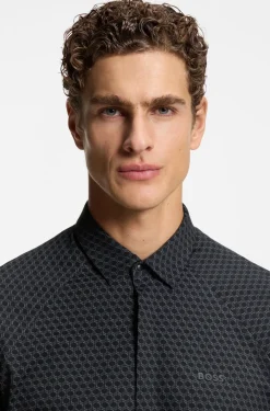 Regular-fit shirt in knitted cotton piqué