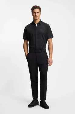 Regular-fit shirt in knitted cotton piqué