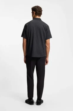 Regular-fit shirt in knitted cotton piqué