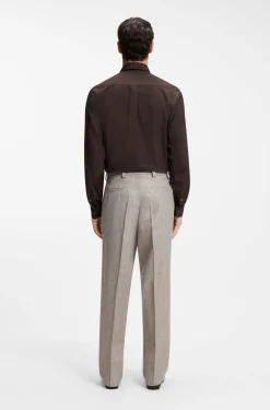 Regular-fit shirt in lightweight merino wool