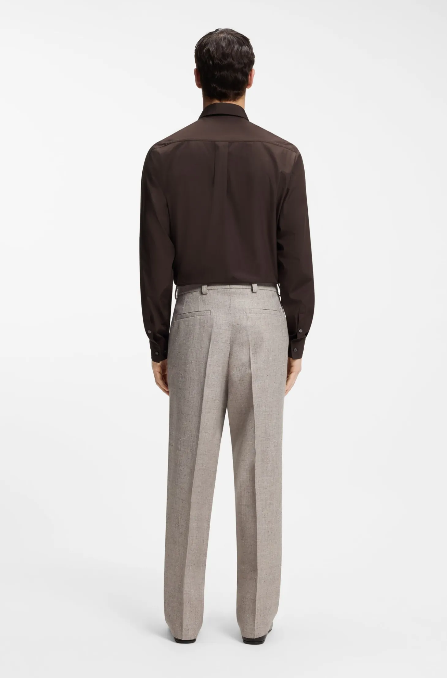 Regular-fit shirt in lightweight merino wool