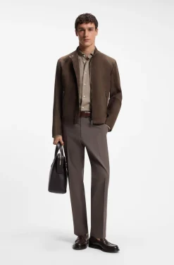 Regular-fit shirt in patterned Italian-made cotton