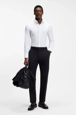 Regular-fit shirt in performance-stretch twill