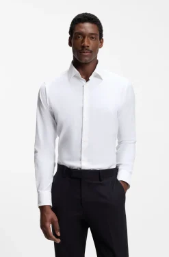 Regular-fit shirt in performance-stretch twill