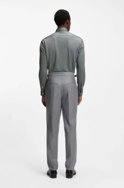Regular-fit shirt in performance-stretch Oxford jersey