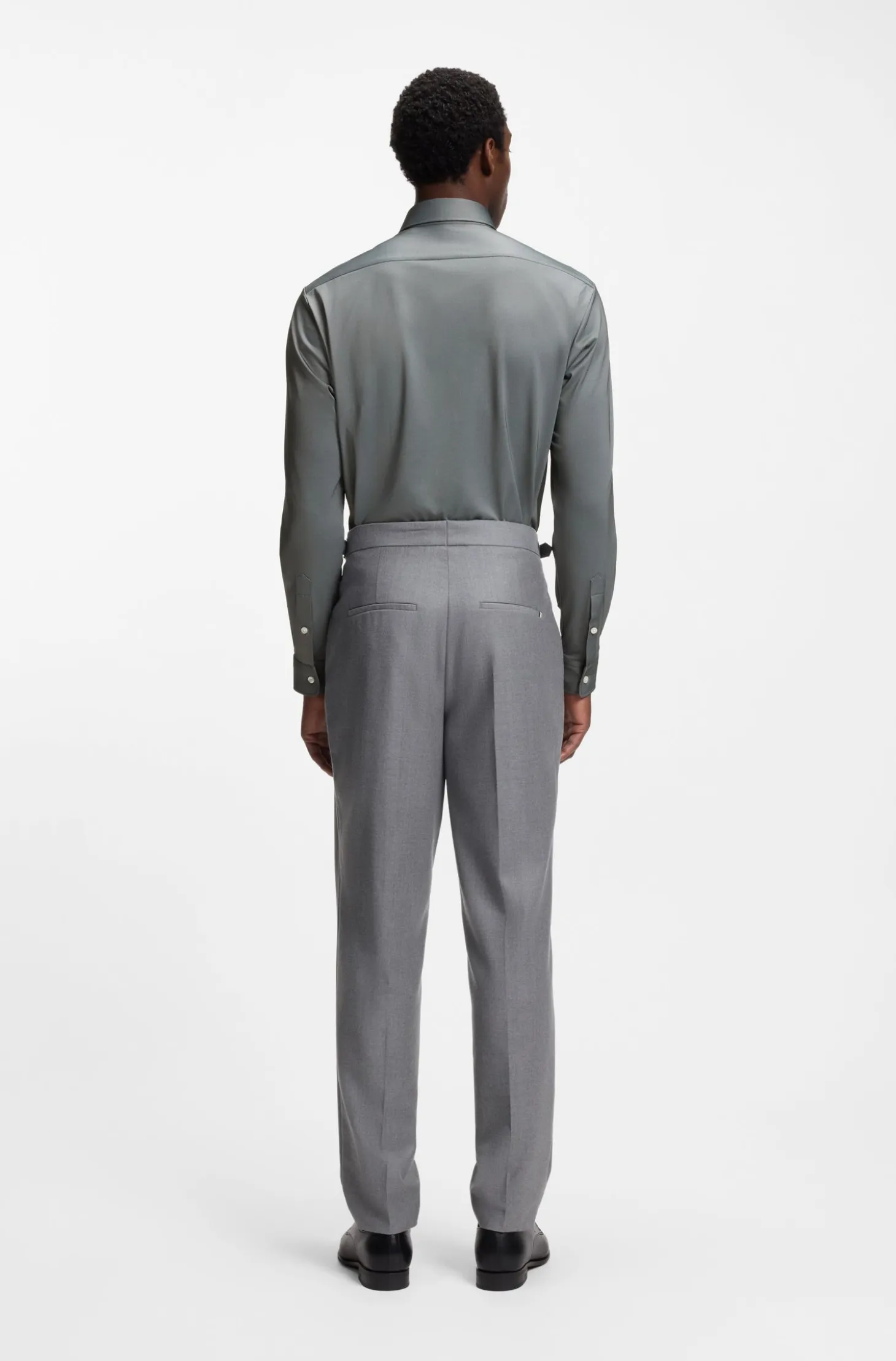 Regular-fit shirt in performance-stretch Oxford jersey