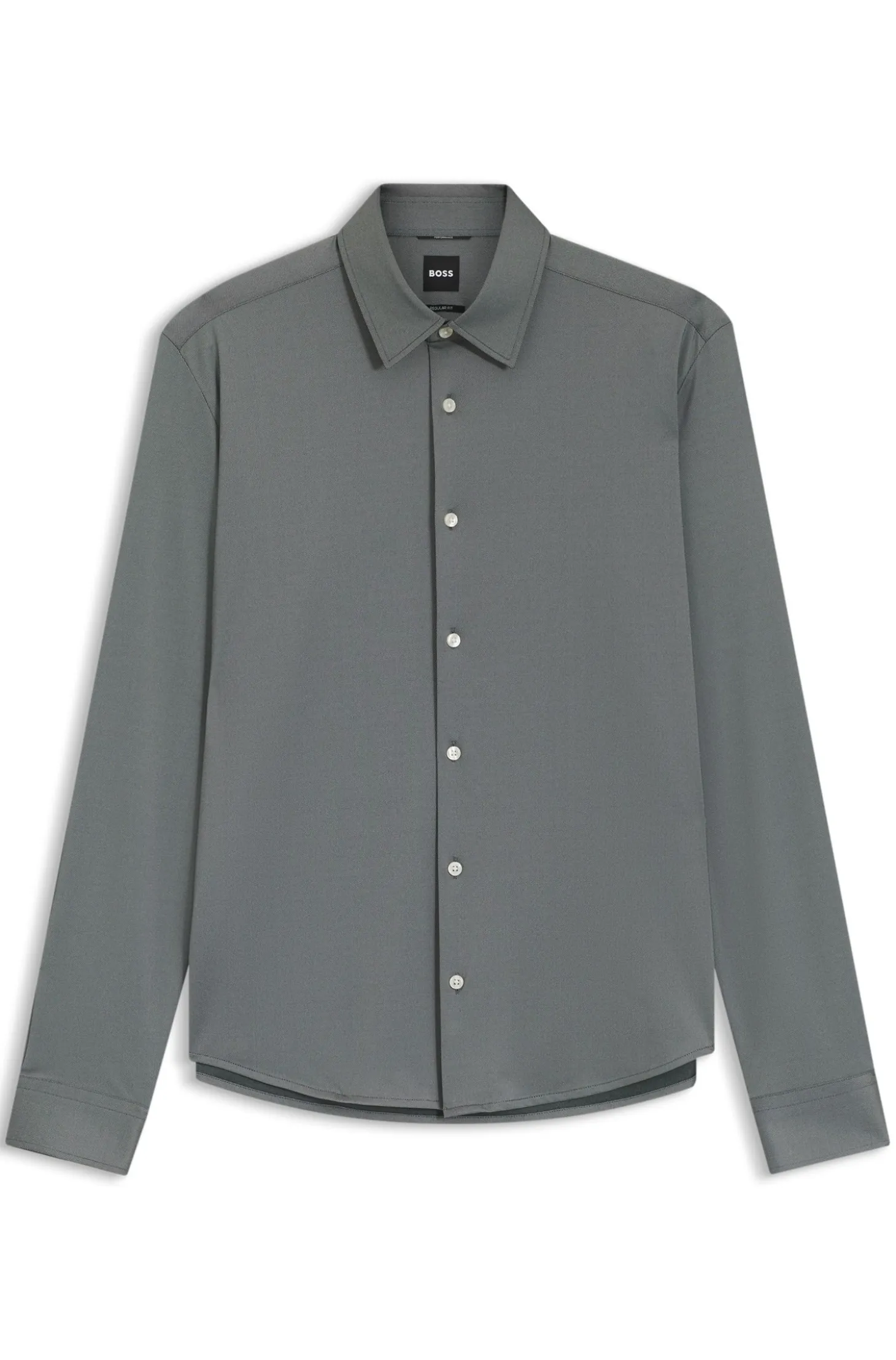 Regular-fit shirt in performance-stretch Oxford jersey