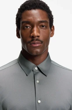 Regular-fit shirt in performance-stretch Oxford jersey