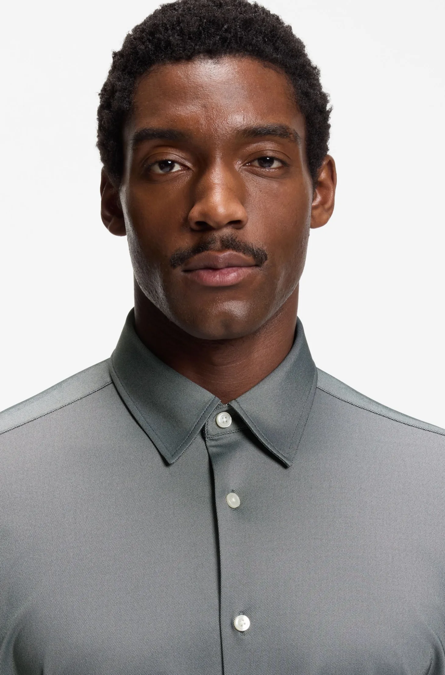 Regular-fit shirt in performance-stretch Oxford jersey