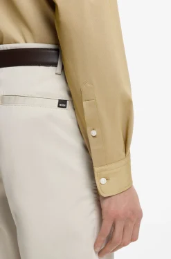 Regular-fit shirt in performance-stretch Oxford jersey