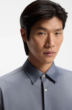 Regular-fit shirt in performance-stretch Oxford jersey
