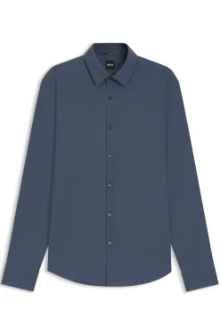 Regular-fit shirt in performance-stretch jersey