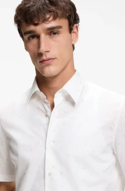 Regular-fit shirt in printed cotton poplin