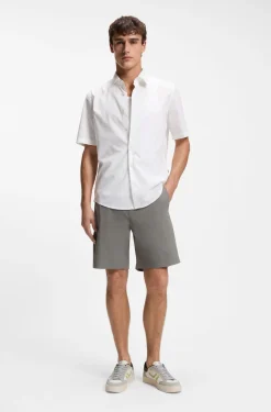 Regular-fit shirt in printed cotton poplin