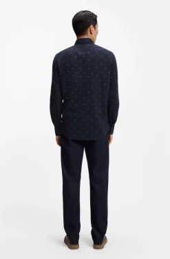 Regular-fit shirt in printed cotton poplin