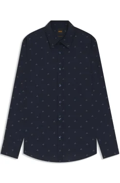 Regular-fit shirt in printed cotton poplin