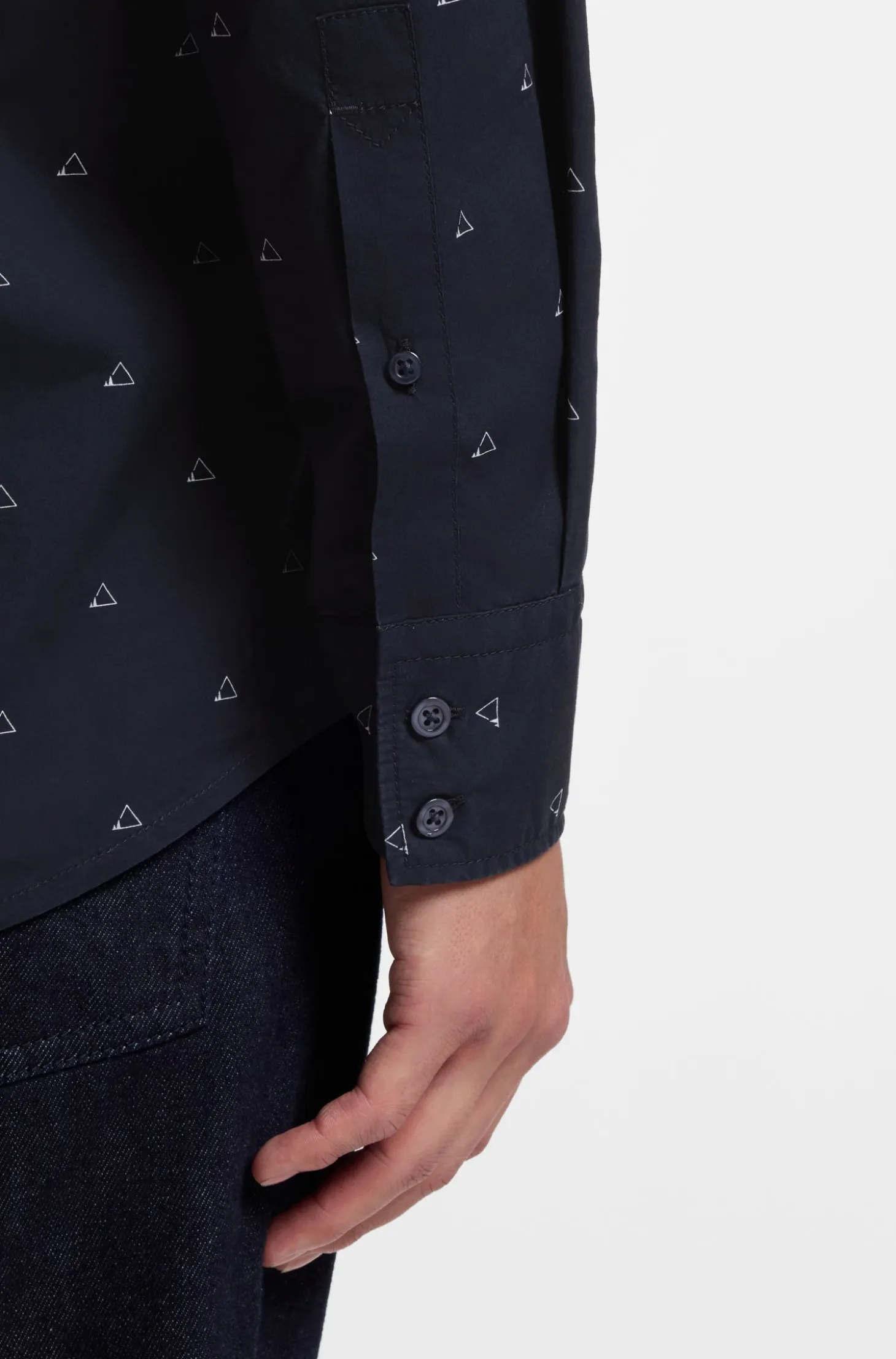 Regular-fit shirt in printed cotton poplin