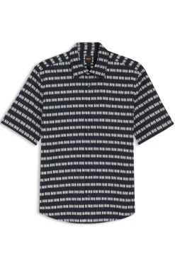 Regular-fit shirt in printed cotton poplin