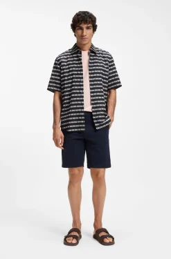 Regular-fit shirt in printed cotton poplin